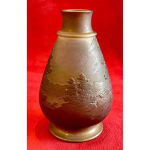 émile Gallé - Ovoid Vase Wooded Lake Decoration