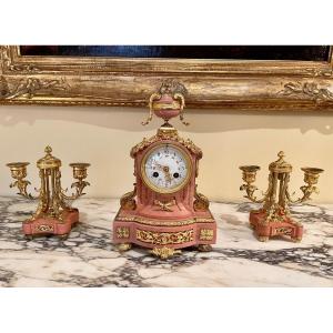 Rose & Bronze Marble Fireplace Trim