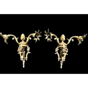 Pair Of Louis XVI / Napoleon III Style Bronze Sconces