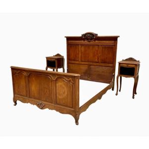 Louis XV Style Bed With 2 Nightstands