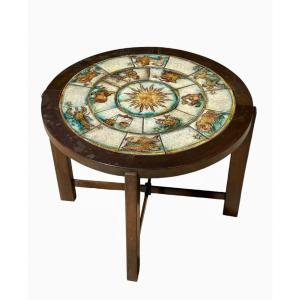 Attr. Roger Capron - Ceramic Coffee Table, The Signs Of The Zodiac
