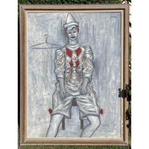 Jacques Cherix - The Little Clown, Oil On Canvas
