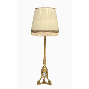 Neoclassical Bronze Floor Lamp With Wedgwood Medallions