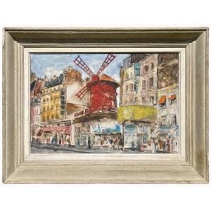 René Detire - Oil On Canvas “the Moulin Rouge”