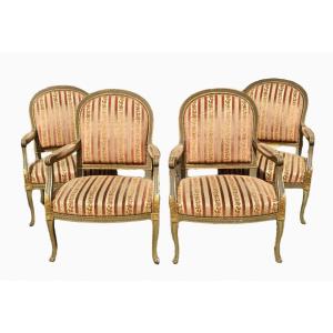 Suite Of 4 Louis XV Style Armchairs