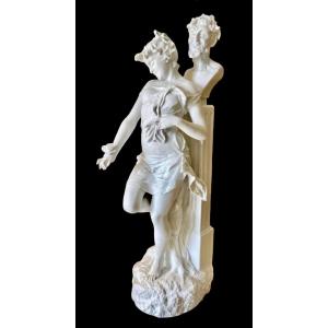 Gondenzio Colombo - Large Biscuit, Satyr And Bacchante