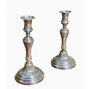 Pair Of Silver Bronze Candlesticks