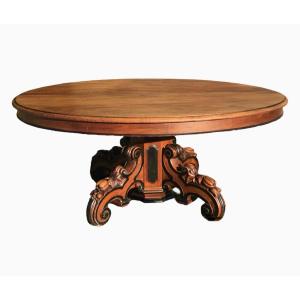 Walnut Pedestal Table / Dining Table