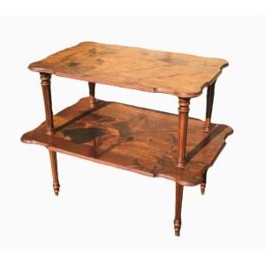 émile Gallé - Double Tray Tea Table In Marquetry