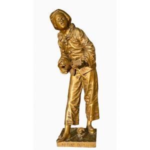 Eutrope Bouret - Bronze, Pierrot “au Clair De La Lune”