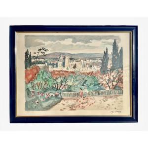 Yves Brayer - Lithograph, View Of Avignon 66/175
