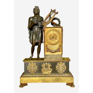 Empire-restoration Period Clock “apollo And His Lyre”