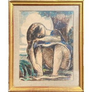 Marcel Gromaire - Drawing, Feet In The Water 