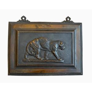 Att. In Barye - Bronze Bas Relief, Panther Merchant 