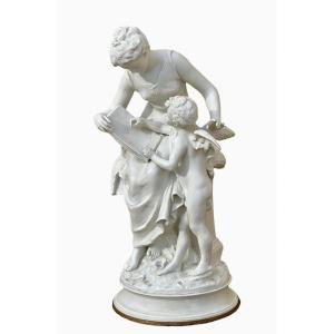 Mathurin Moreau & Sèvres - Biscuit, Young Woman And Putti