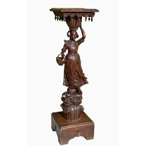 Breton Bolster In Carved Elm 