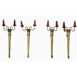 Suite Of 4 Large Sconces / Torchères 