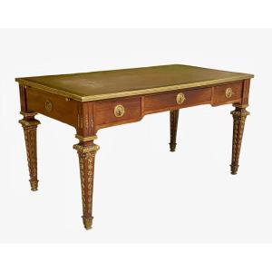 House Forest - Louis XVI Style Mahogany & Bronze Flat Desk