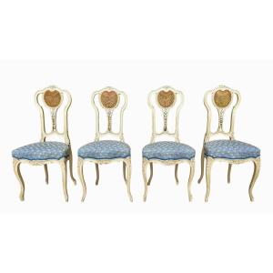Suite Of 4 Louis XV Style Lacquered Chairs