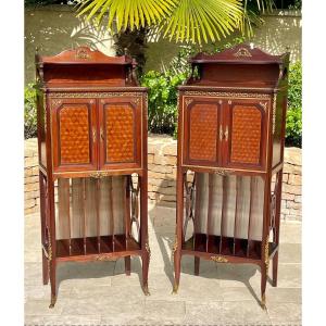 Pair Of Louis XV/louis XVI Transition Music Furniture