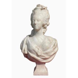 Marble Bust Of Marie-antoinette, H 81cm