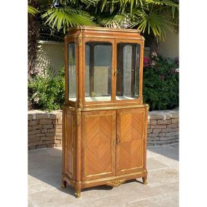 Gervais Durand - Louis XV Style Marquetry Vitrine Cabinet