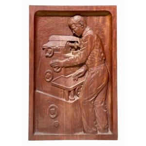 A. Géroudet - Carved Mahogany Panel, Woodworking