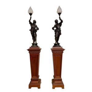Pair Of Spelter Lamps / Torchères 