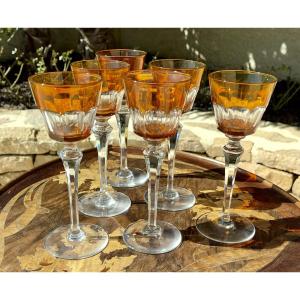 Baccarat - 6 Orange Roemer Glasses, Harcourt Model