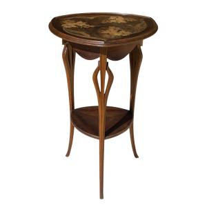 Louis Majorelle - Water Lily Marquetry Pedestal Table