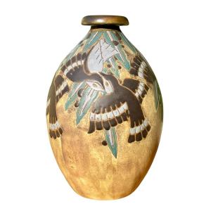 Boch Keramis - Stoneware Vase With Swallows