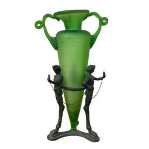 Amphora Vase And Satyrs - H 30,7cm