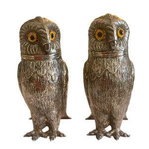 Armand Frénais - Pair Of Silver-plated Metal Salt Shakers 