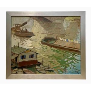 Gabriel Vié - Barges On The Seine