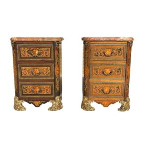 Pair Of Boulle Marquetry Napoleon III Bedside Tables