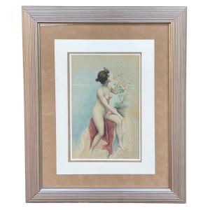 J. Salmony - Young Naked Woman And Rose Bush 