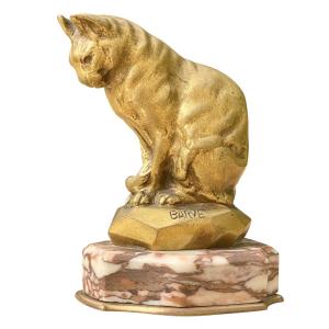 Barye - Bronze, Seated Cat