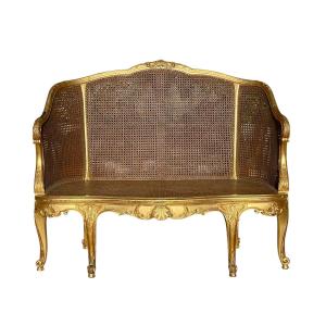 Louis XV Style Gilded Wood Bench 
