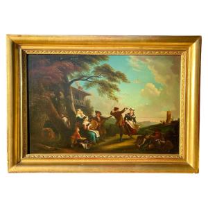 Painting, Oil On Canvas, Festive Scene