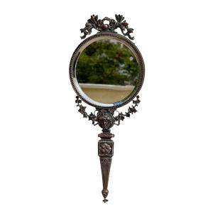 F. Barbedienne - Silver-plated Bronze Hand Mirror 