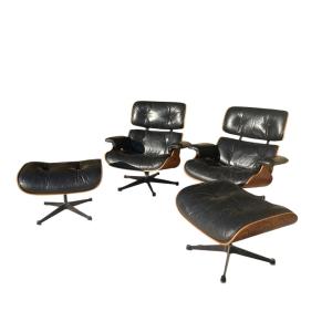 Charles & Ray Eames - Pair Of Armchairs And Ottomans