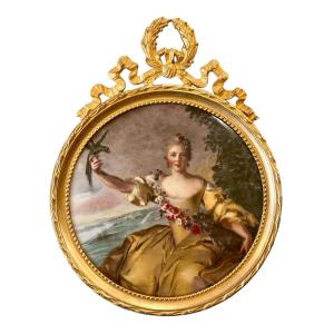 Limoges - Portrait Of The Marquise d'Antin On Porcelain