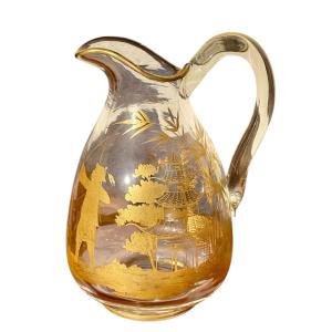 A. Clain & Perrier Fils - Crystal Carafe/pitcher With Japanese-style Decoration