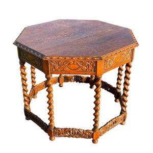 Octagonal Oak Table 