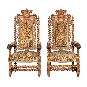 Pair Of Renaissance Armchairs 