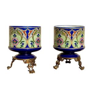 Art Nouveau Pair Of Tabletop Planters