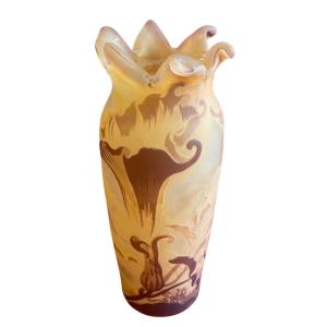 E. Galle - Baluster Vase With Wild Lilies