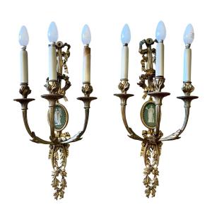 Alfred Beurdeley - Pair Of Louis XVI Style Wall Sconces 