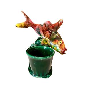 Small Fish Trinket Dish In Barbotine