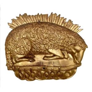 18th Century - Sculpture "the Paschal Lamb And The Seven Seals"